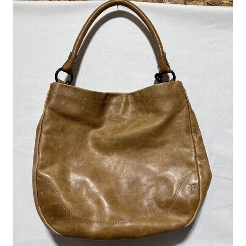 Frye Melissa Hobo Shoulder Bag‎ Beige Washed Leather Matching Wallet Purse Set